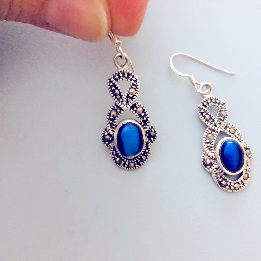 Vintage sterling silver earrings with amethyst